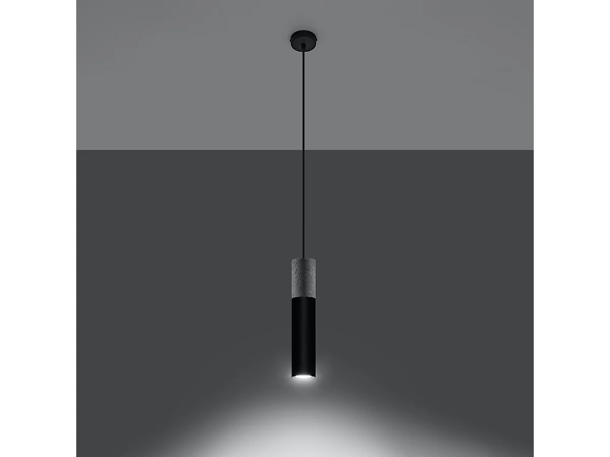 Lampes suspendues Lume moderne en acier/béton - 1 sources lumineuses 3000K - L.8 x H.105 cm - gris-noir