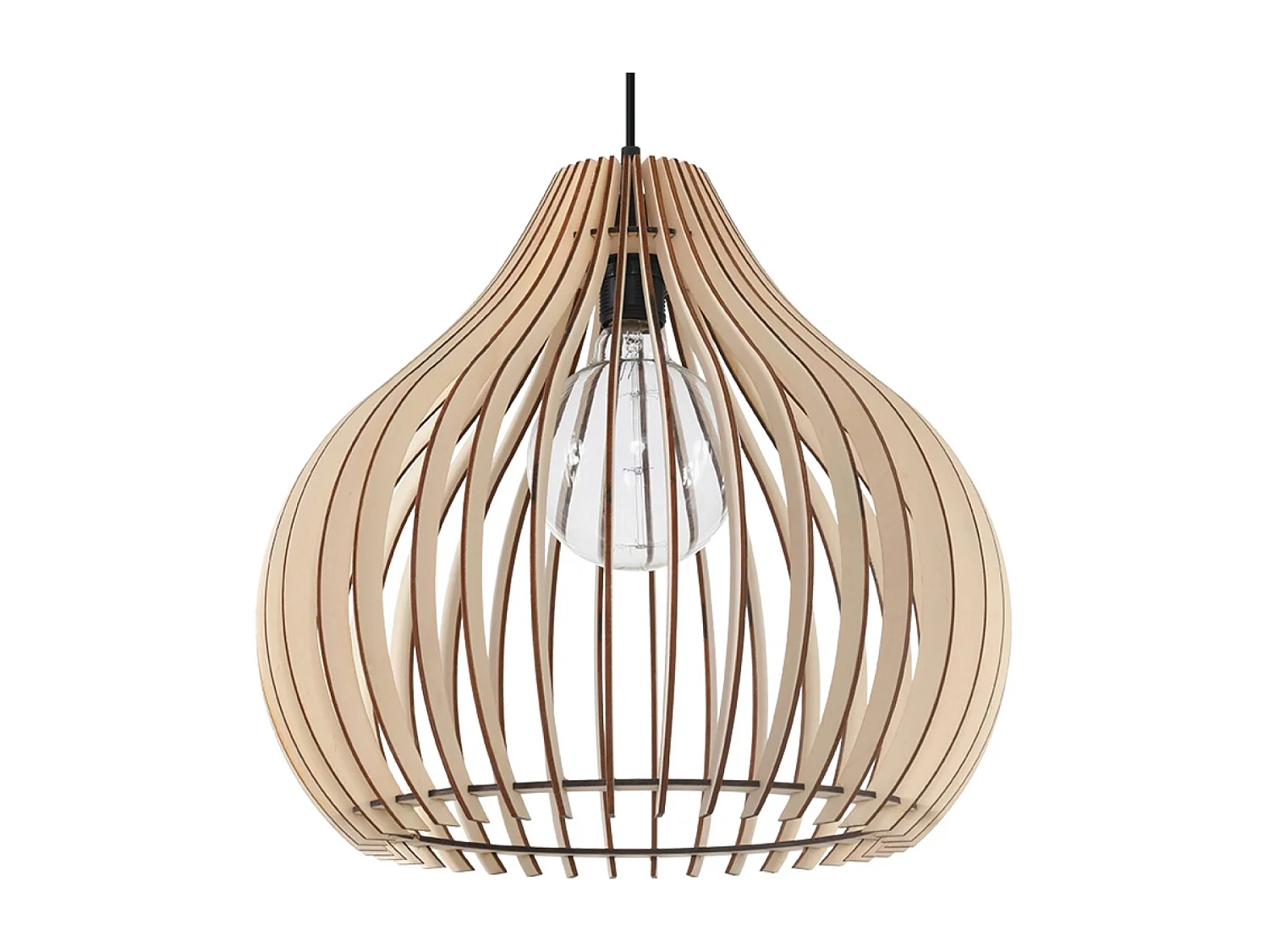 Lampes suspendues Novidera scandinave en bois - 1 sources lumineuses 4000K - L.40 x H.110 cm - bois naturel