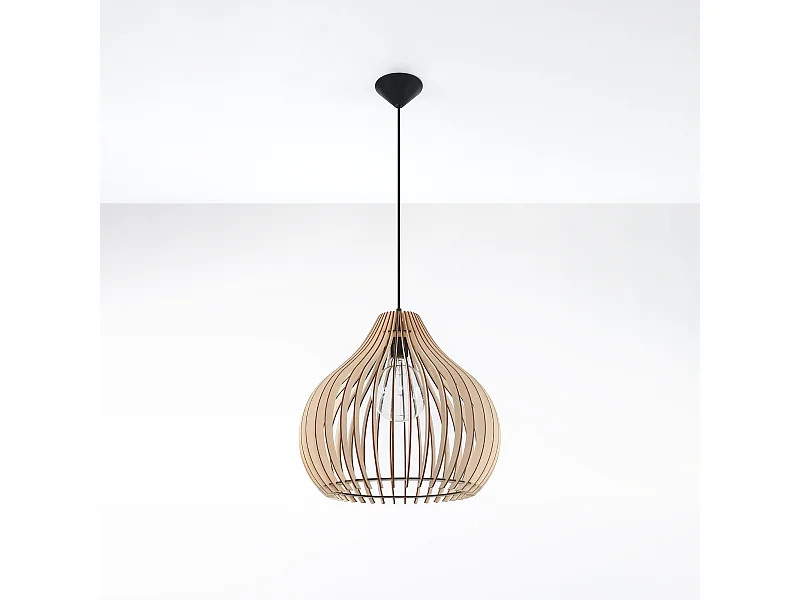 Hanglampen Novidera Scandinavisch van  - 1 lichtbronnen 4000K - L.40 x H.110 cm - natuurlijk hout