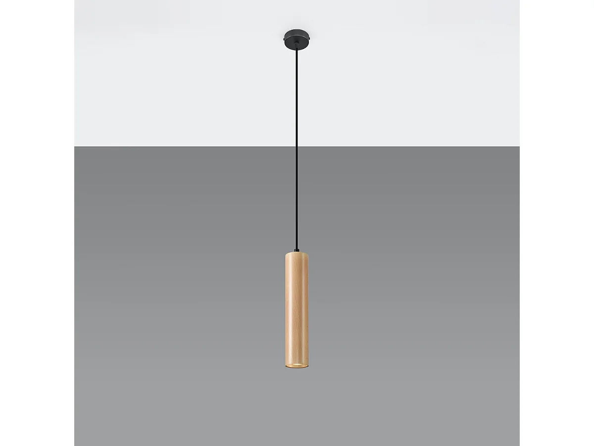 Lampes suspendues Silno scandinave en bois - 1 sources lumineuses 4000K - L.8 x H.105 cm - bois naturel
