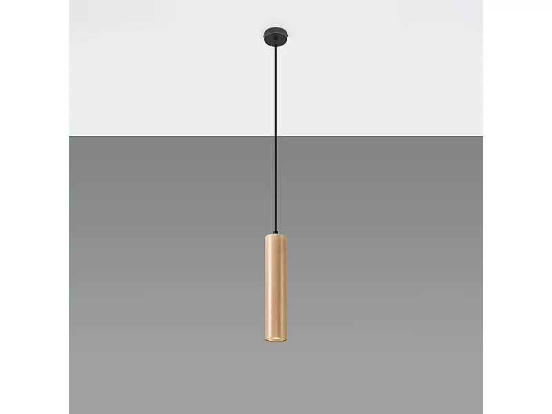 Hanglampen Silno Scandinavisch van  - 1 lichtbronnen 4000K - L.8 x H.105 cm - natuurlijk hout
