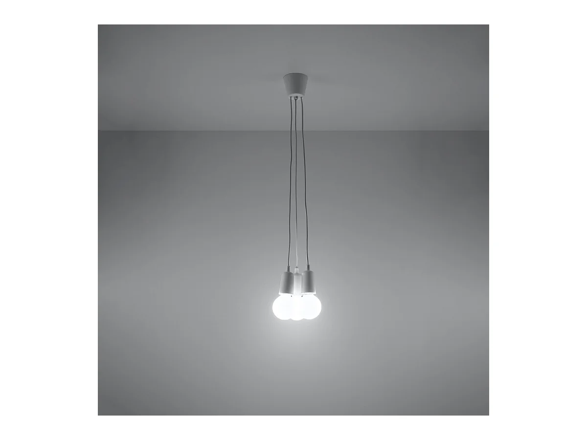Lampade a sospensione Astis moderno di PVC - 3 sorgenti luminose 4000K - L.15 x A.90 cm - bianco
