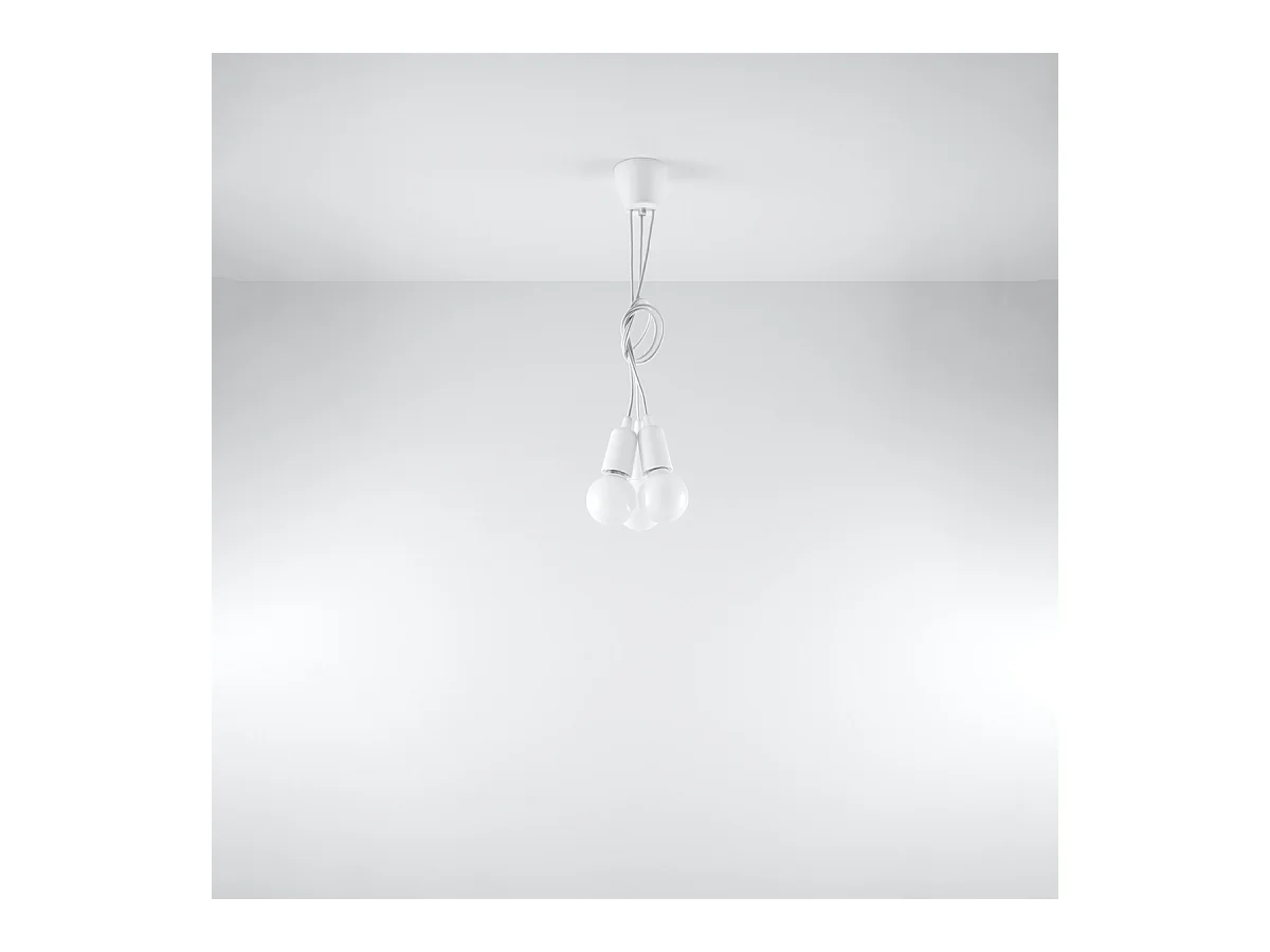 Lampade a sospensione Astis moderno di PVC - 3 sorgenti luminose 4000K - L.15 x A.90 cm - bianco