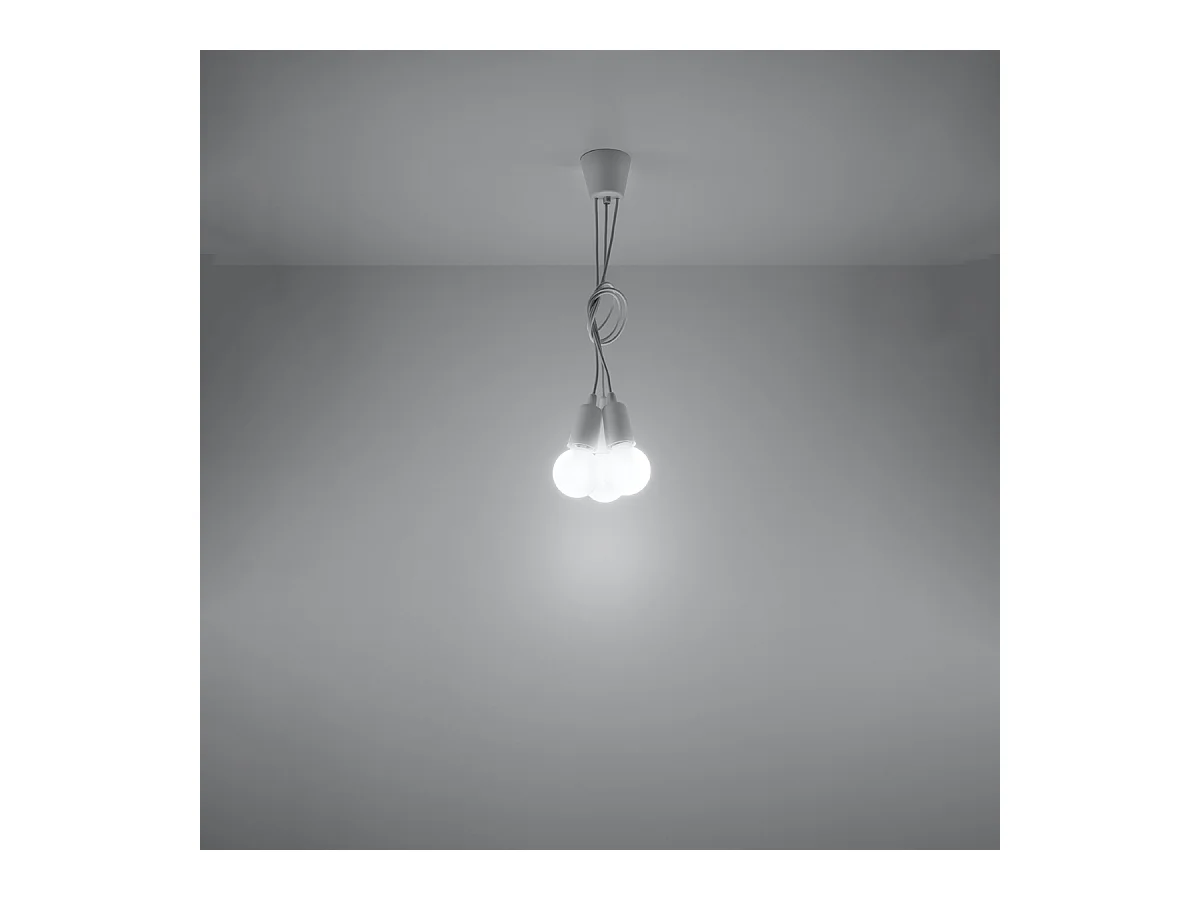Lampade a sospensione Astis moderno di PVC - 3 sorgenti luminose 4000K - L.15 x A.90 cm - bianco