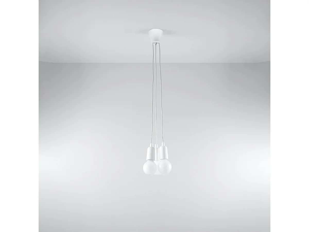 Lampes suspendues Astis moderne en PVC - 3 sources lumineuses 4000K - L.15 x H.90 cm - blanc