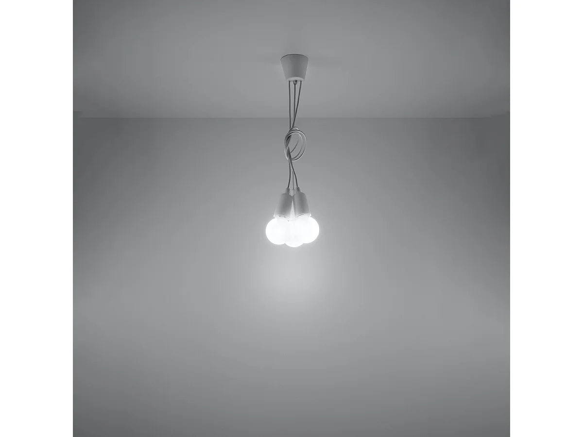 Lampes suspendues Astis moderne en PVC - 3 sources lumineuses 4000K - L.15 x H.90 cm - blanc