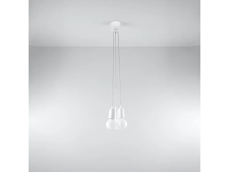 Lampes suspendues Astis moderne en PVC - 3 sources lumineuses 4000K - L.15 x H.90 cm - blanc