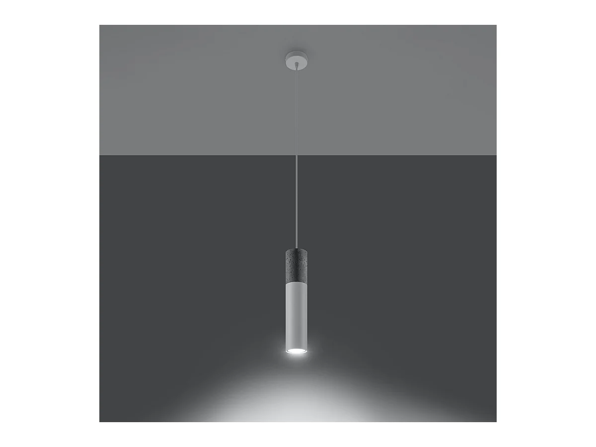 Lampes suspendues Lume moderne en acier/béton - 1 sources lumineuses 4000K - L.8 x H.105 cm - blanc/gris