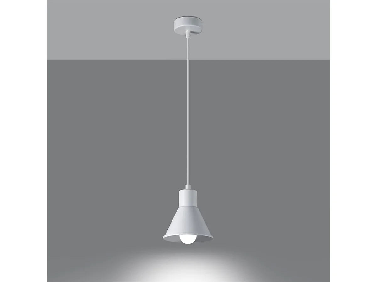 Lampes suspendues Faldura moderne en acier - 1 sources lumineuses 4000K - L.14 x H.120 cm - blanc