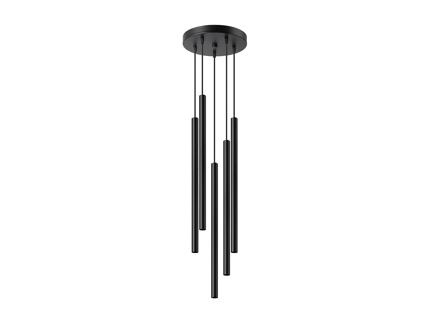 Lampes suspendues Brill moderne en acier - 5 sources lumineuses 4000K - L.25 x H.110 cm - noir