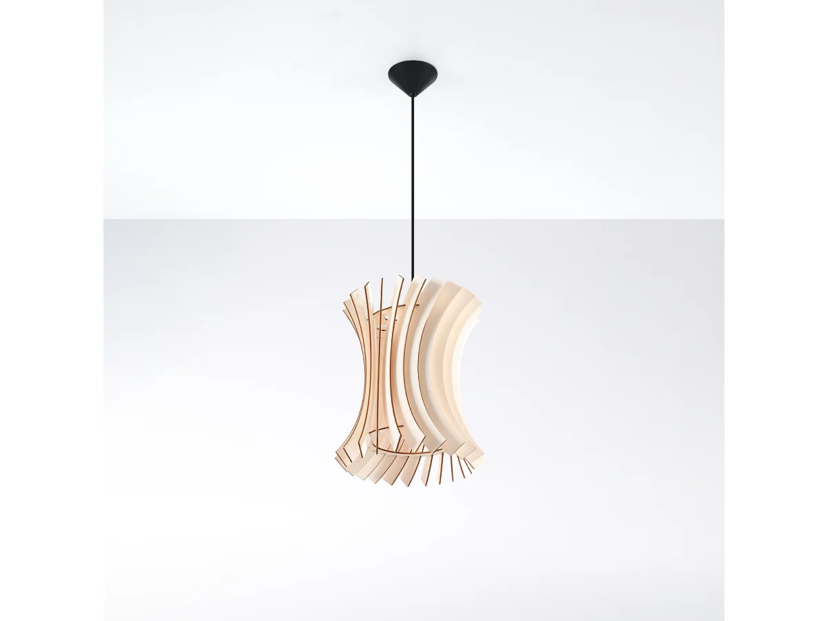 Lampes suspendues Elyandra scandinave en bois - 1 sources lumineuses 3000K - L.30 x H.107 cm - bois naturel