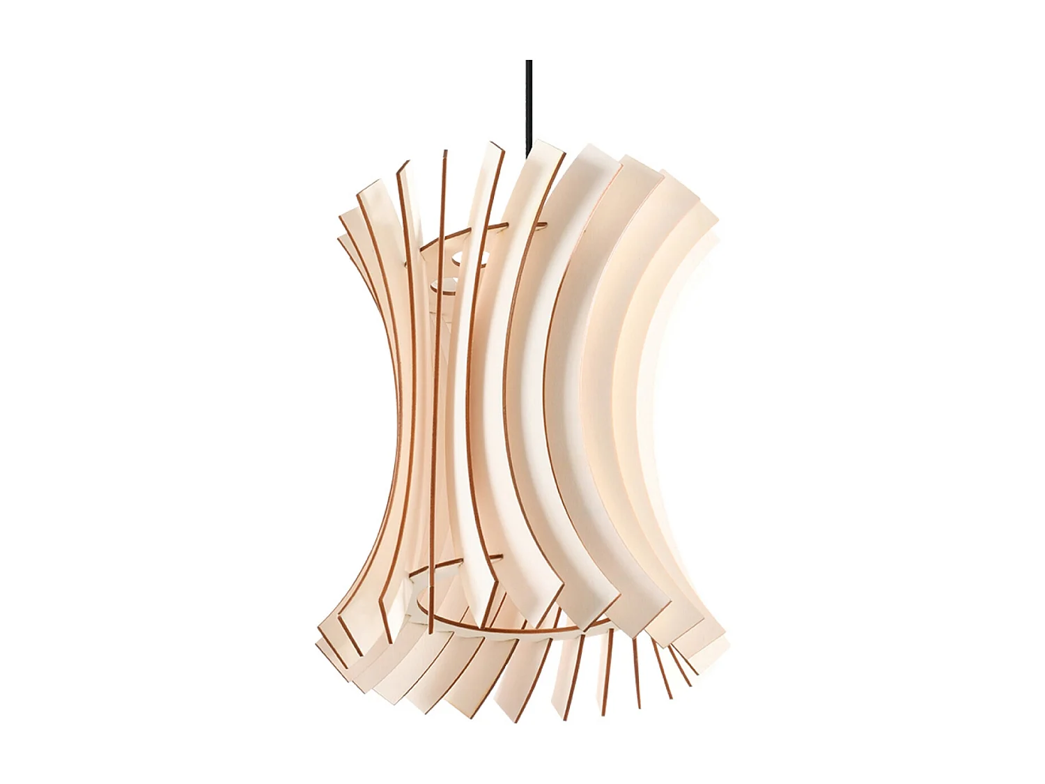 Lampes suspendues Elyandra scandinave en bois - 1 sources lumineuses 3000K - L.30 x H.107 cm - bois naturel
