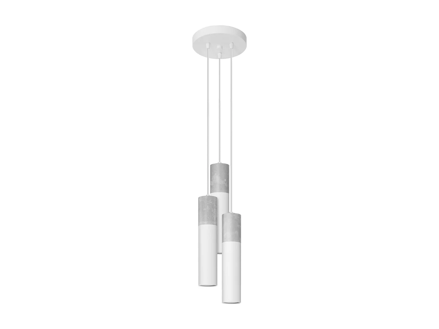 Lampes suspendues Lume moderne en acier/béton - 3 sources lumineuses 4000K - L.20 x H.110 cm - blanc/gris