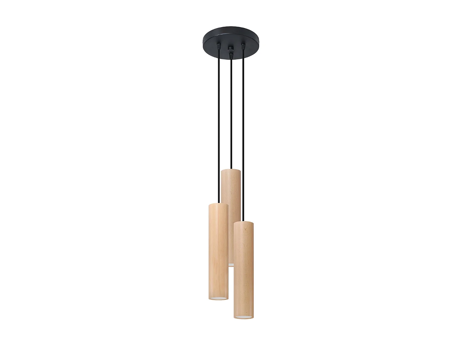 Lampes suspendues Silno scandinave en bois - 3 sources lumineuses 3000K - L.20 x H.100 cm - bois naturel