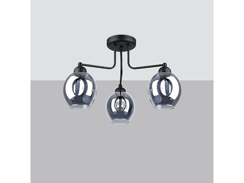 Lustres Allivon moderne en acier - 3 sources lumineuses 4000K - L.54 x H.36 cm - noir