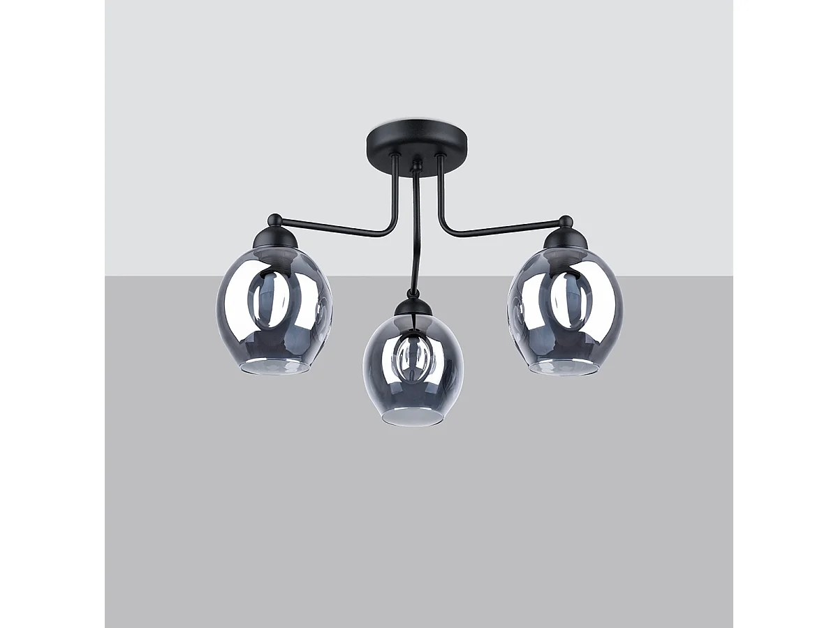 Lustres Allivon moderne en acier - 3 sources lumineuses 4000K - L.54 x H.36 cm - noir