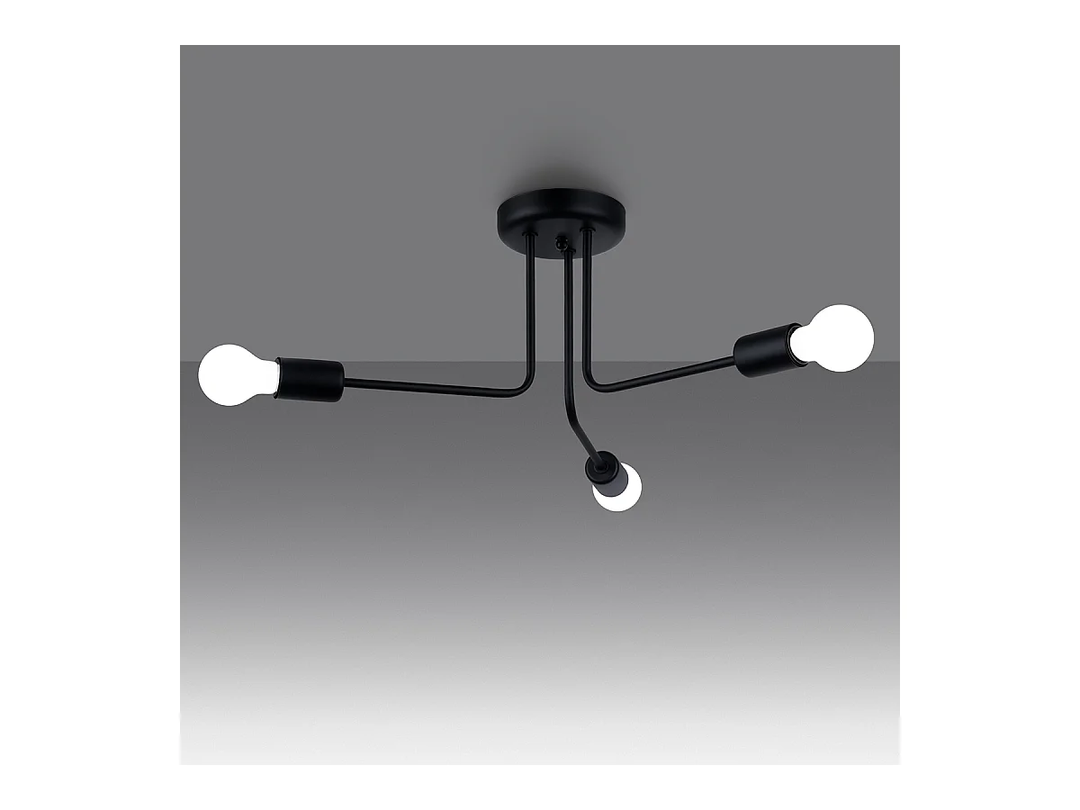 Lustres Torah moderne en acier - 3 sources lumineuses 3000K - L.48 x H.24,5 cm - noir