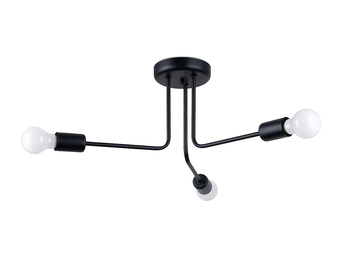 Lustres Torah moderne en acier - 3 sources lumineuses 3000K - L.48 x H.24,5 cm - noir