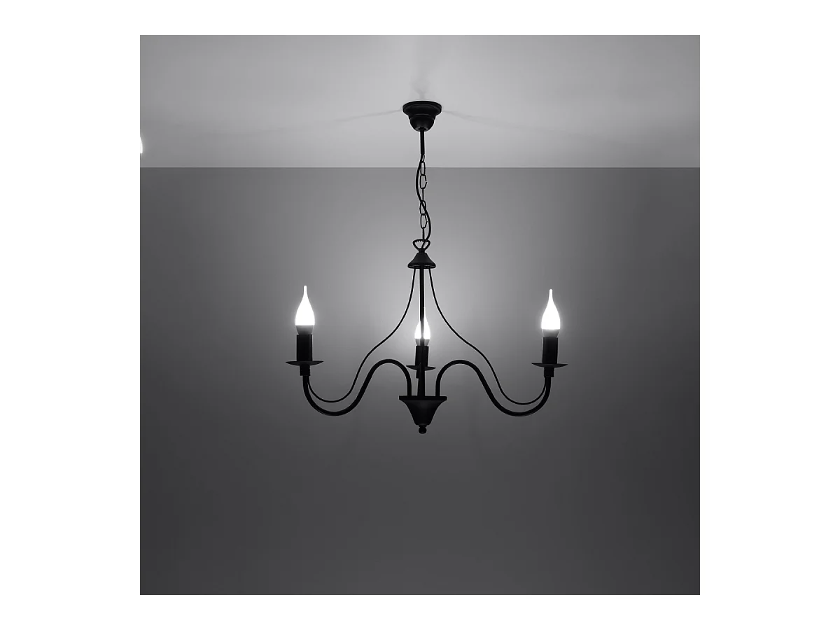 Kroonluchters Vivow modern van  - 3 lichtbronnen 4000K - L.60 x H.80 cm - zwart