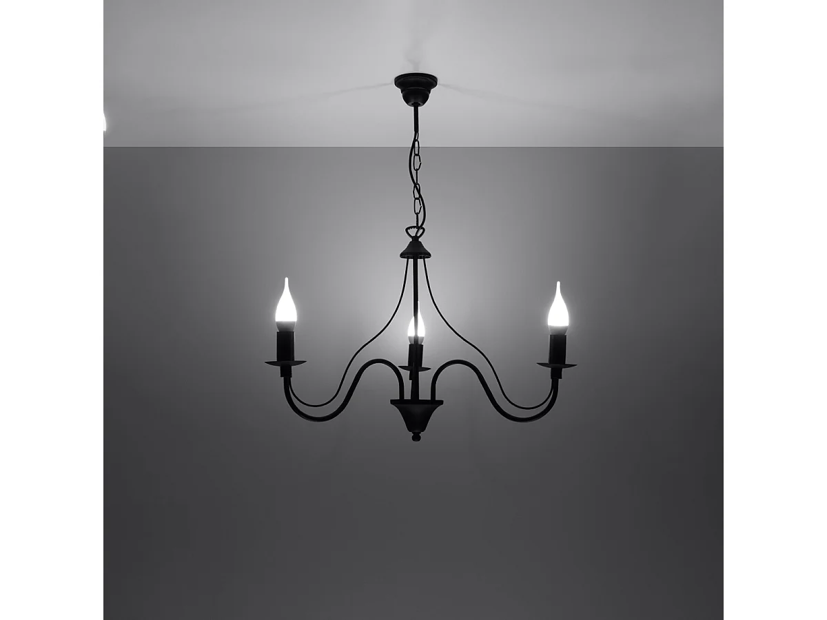 Lustres Vivow moderne en acier - 3 sources lumineuses 4000K - L.60 x H.80 cm - noir