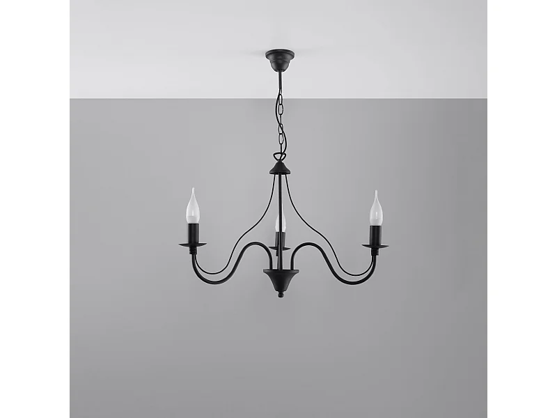 Lustres Vivow moderne en acier - 3 sources lumineuses 4000K - L.60 x H.80 cm - noir