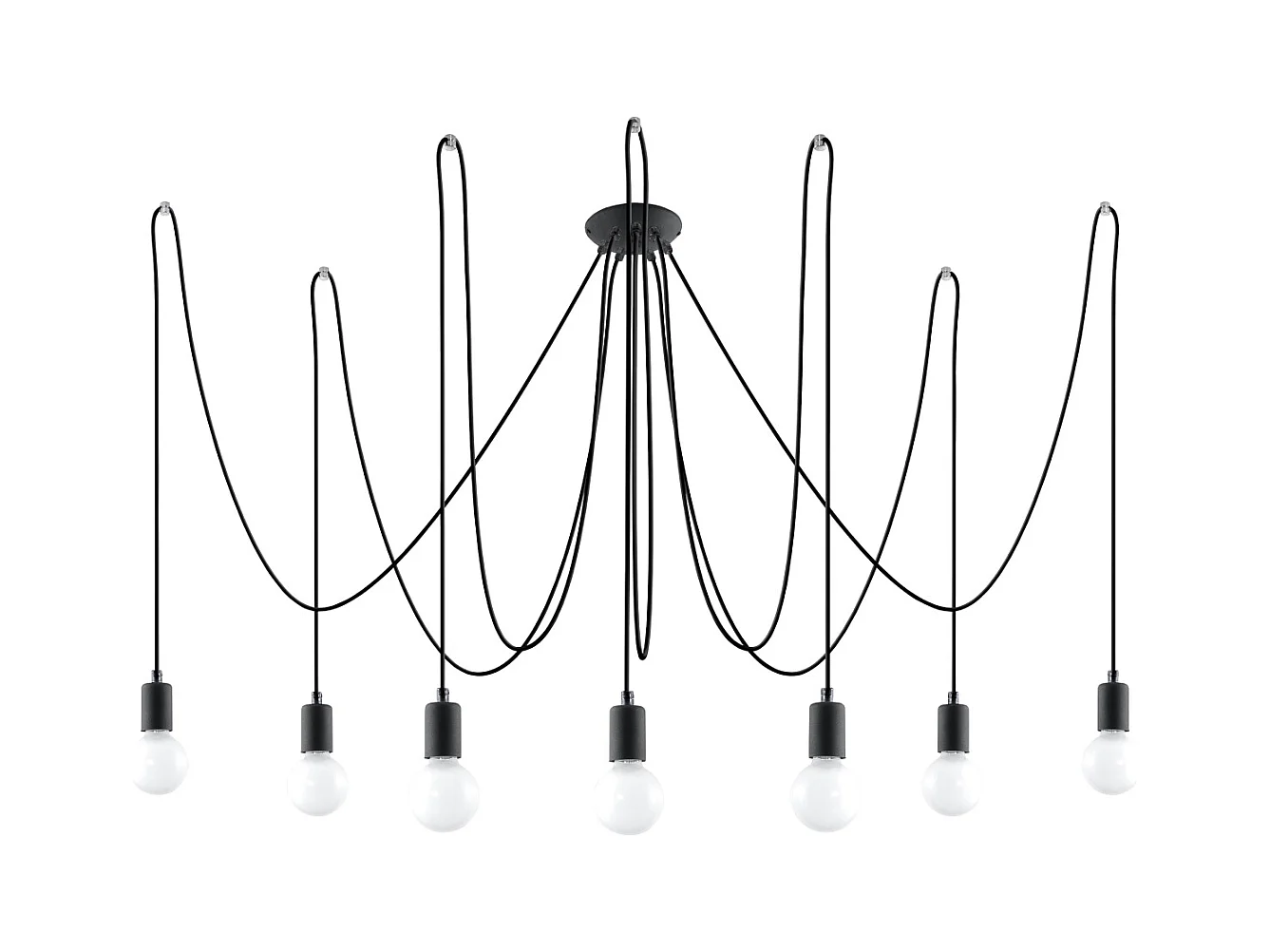 Lustres Speis grenier en tissu/acier - 7 sources lumineuses 4000K - L.300 x H.150 cm - noir