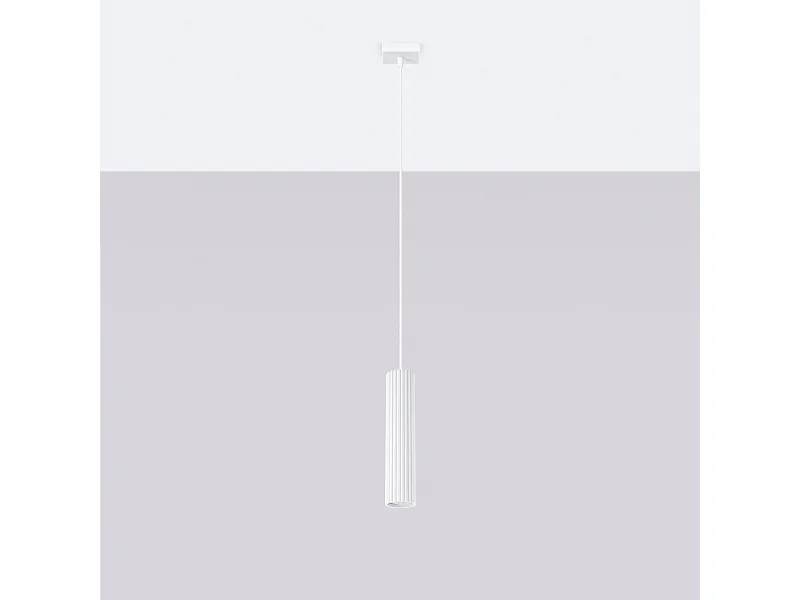 Hanglamp Gloow minimalistisch van  - 1 lichtbronnen 4000K - L.8 x H.118 cm - wit
