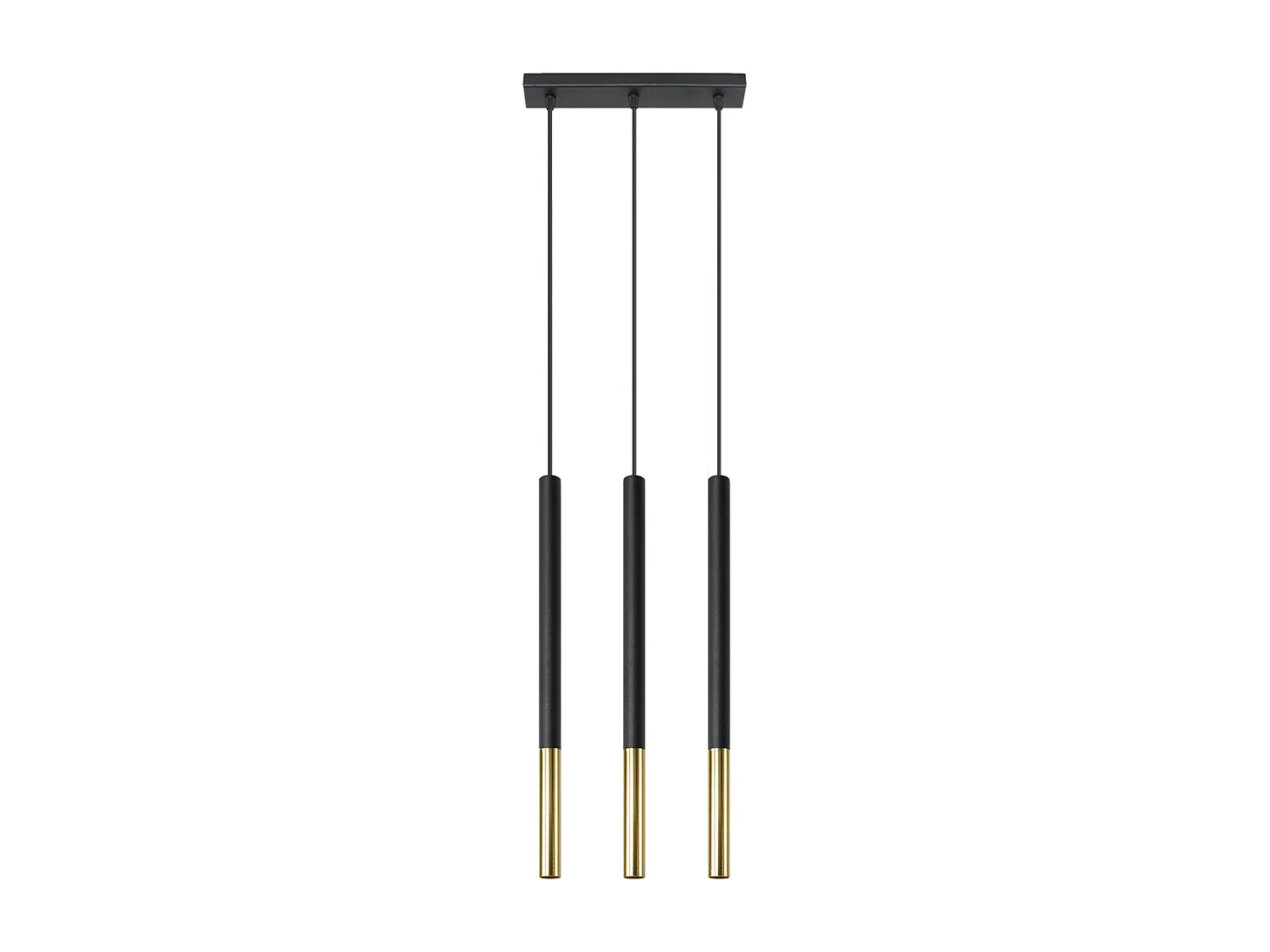 Lampade a sospensione Flar moderno di acciaio - 3 sorgenti luminose 3000K - L.30 x A.90 cm - oro nero