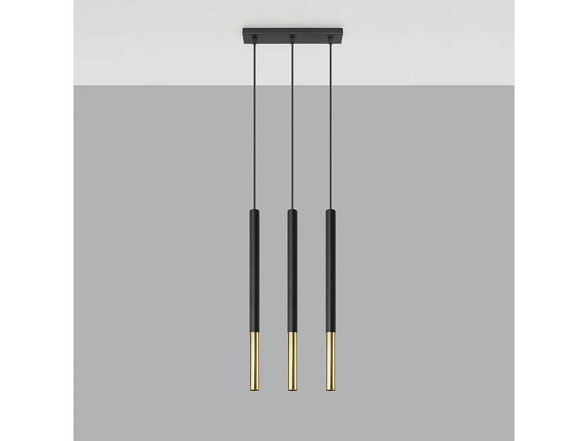 Hanglampen Flar modern van  - 3 lichtbronnen 3000K - L.30 x H.90 cm - zwart goud