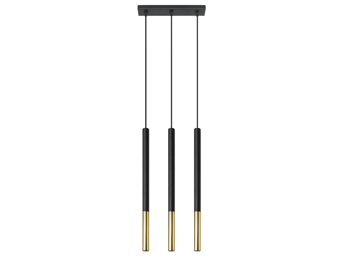 Hanglampen Flar modern van  - 3 lichtbronnen 3000K - L.30 x H.90 cm - zwart goud