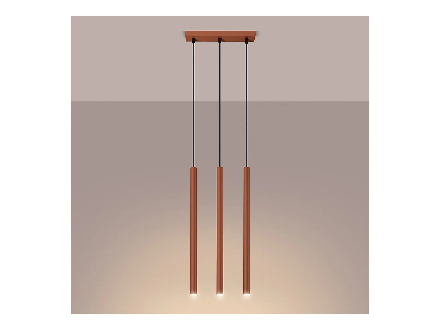 Lampada a sospensione Brill moderno di acciaio - 3 sorgenti luminose 4000K - L.30 x A.94 cm - ocra rossa