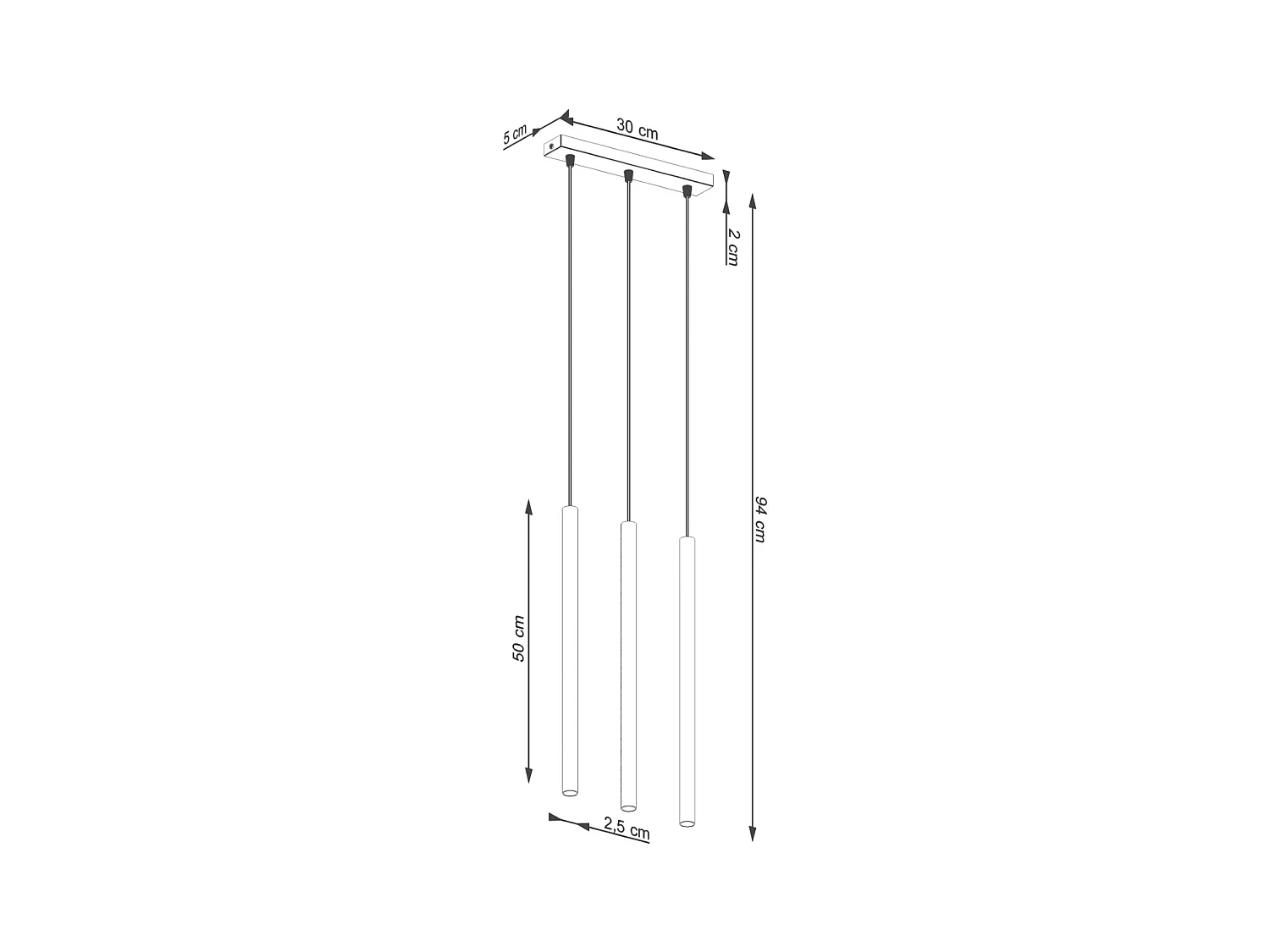 Lampada a sospensione Brill moderno di acciaio - 3 sorgenti luminose 4000K - L.30 x A.94 cm - ocra rossa