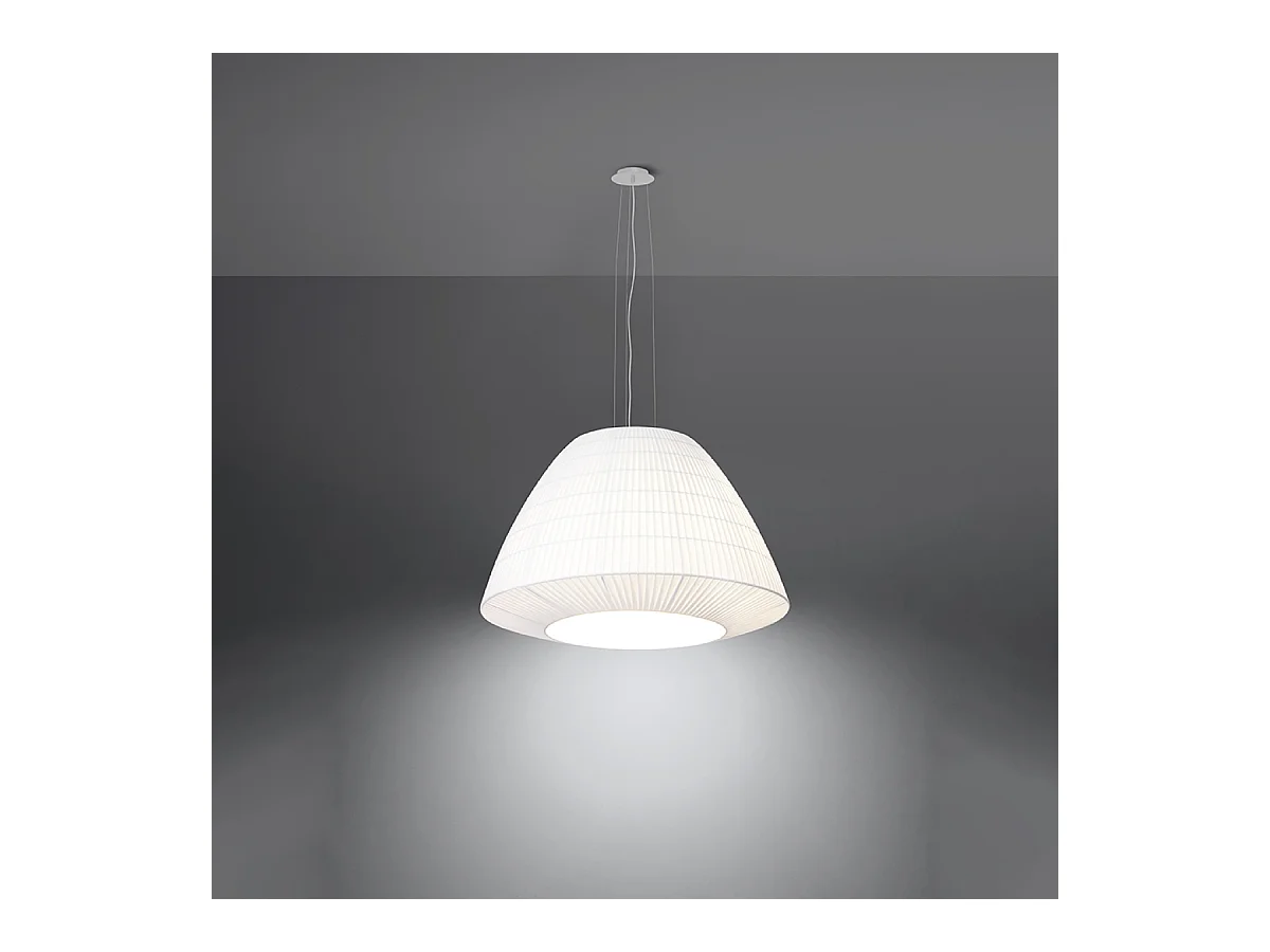 Lustres Vella moderne en tissu/verre/acier - 3 sources lumineuses 4000K - L.60 x H.138 cm - blanc