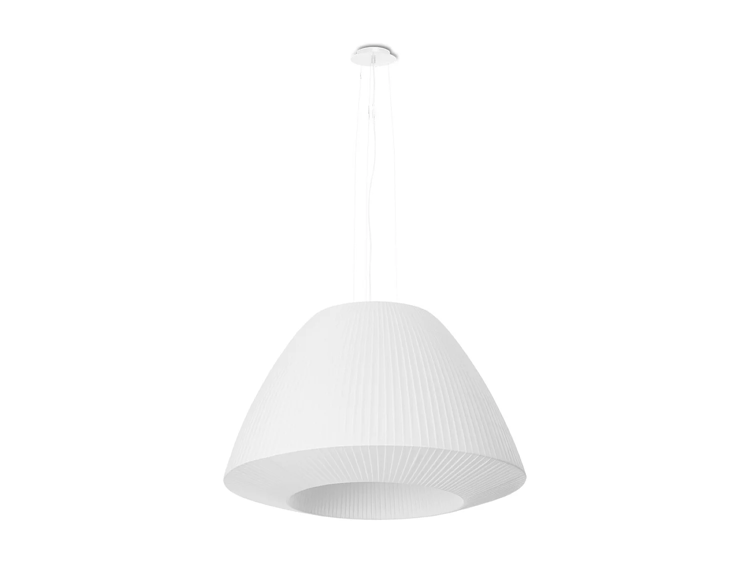 Lustres Vella moderne en tissu/verre/acier - 3 sources lumineuses 4000K - L.60 x H.138 cm - blanc