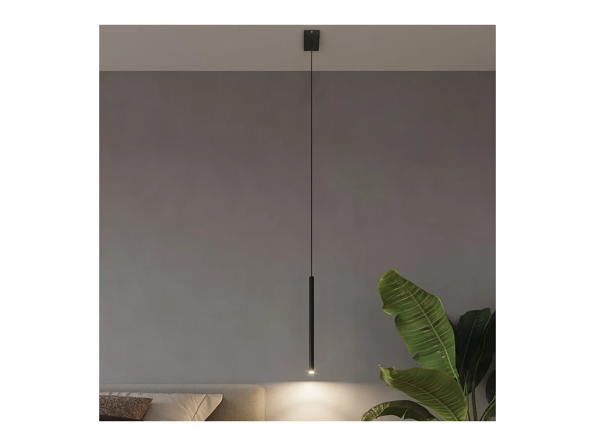 Lampy wiszące nowoczesny Brill, stal - 1 źródło światła 4000K - L.8 x H.100 cm - czarny