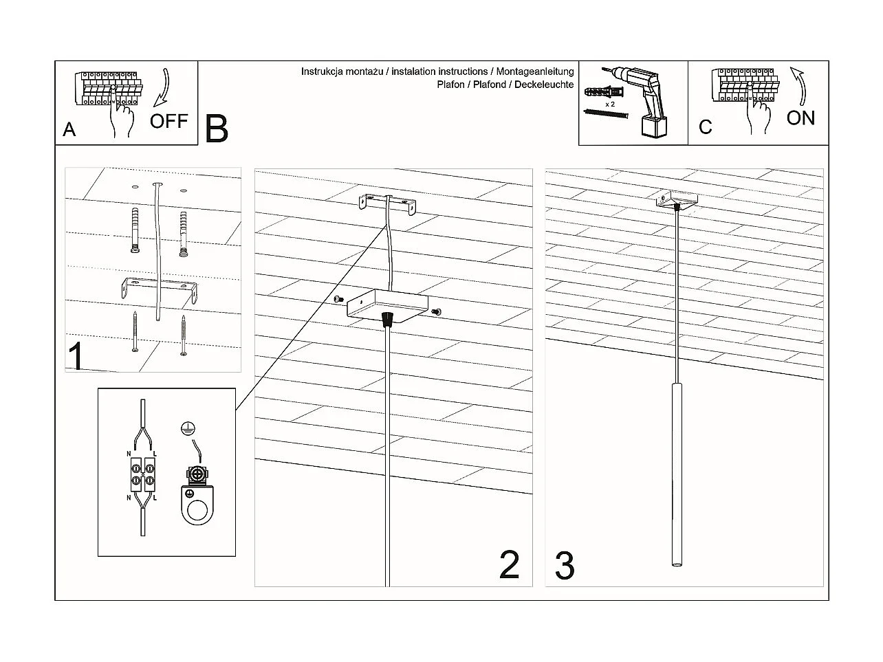 Lampes suspendues Brill moderne en acier - 1 sources lumineuses 4000K - L.8 x H.100 cm - noir