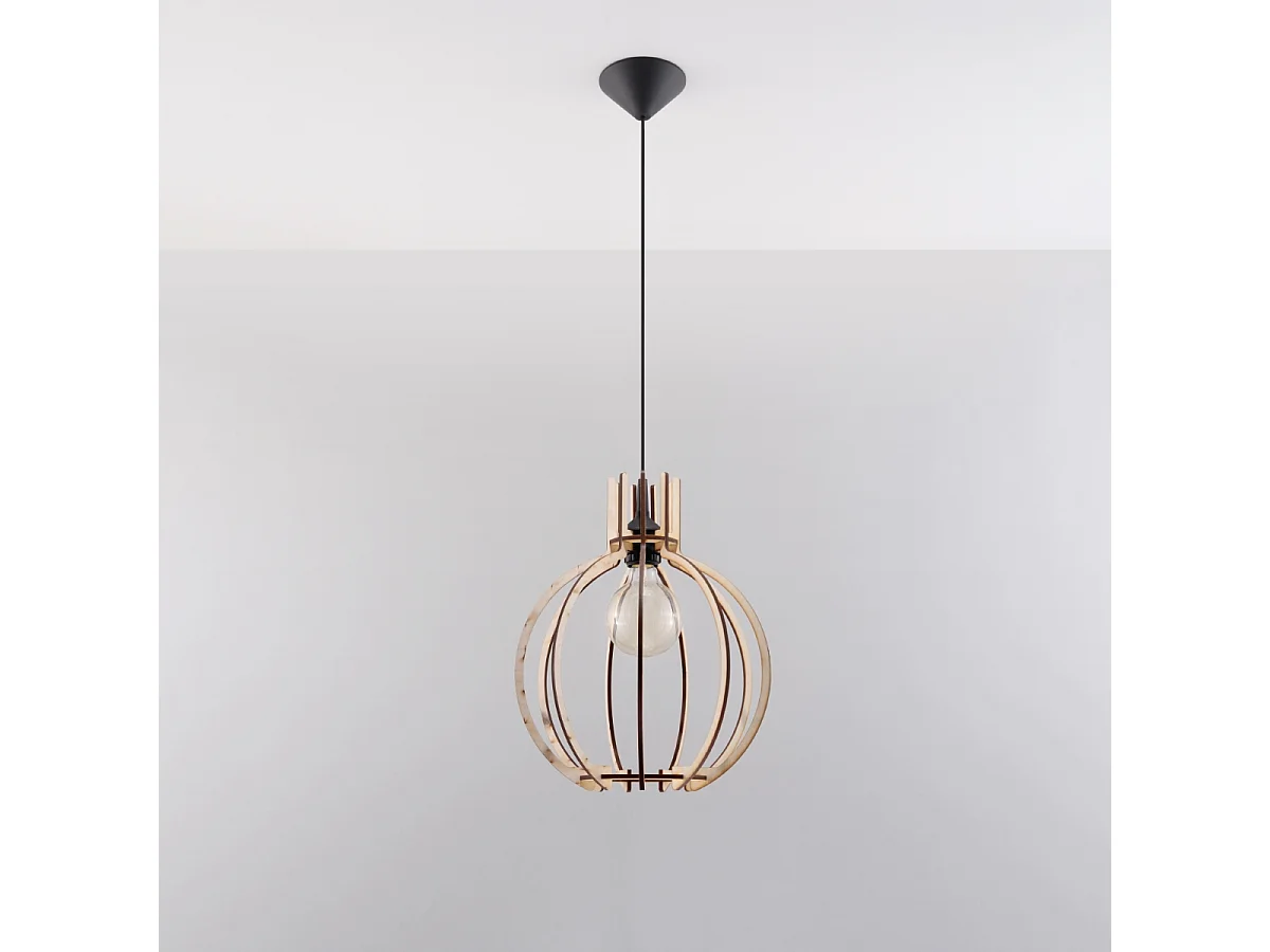 Lampes suspendues Citranova scandinave en bois - 1 sources lumineuses 4000K - L.28 x H.100 cm - bois naturel