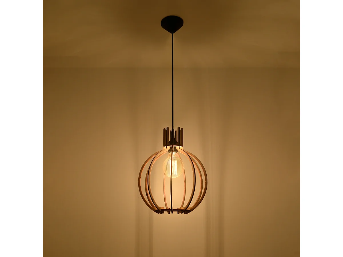 Lampes suspendues Citranova scandinave en bois - 1 sources lumineuses 4000K - L.28 x H.100 cm - bois naturel