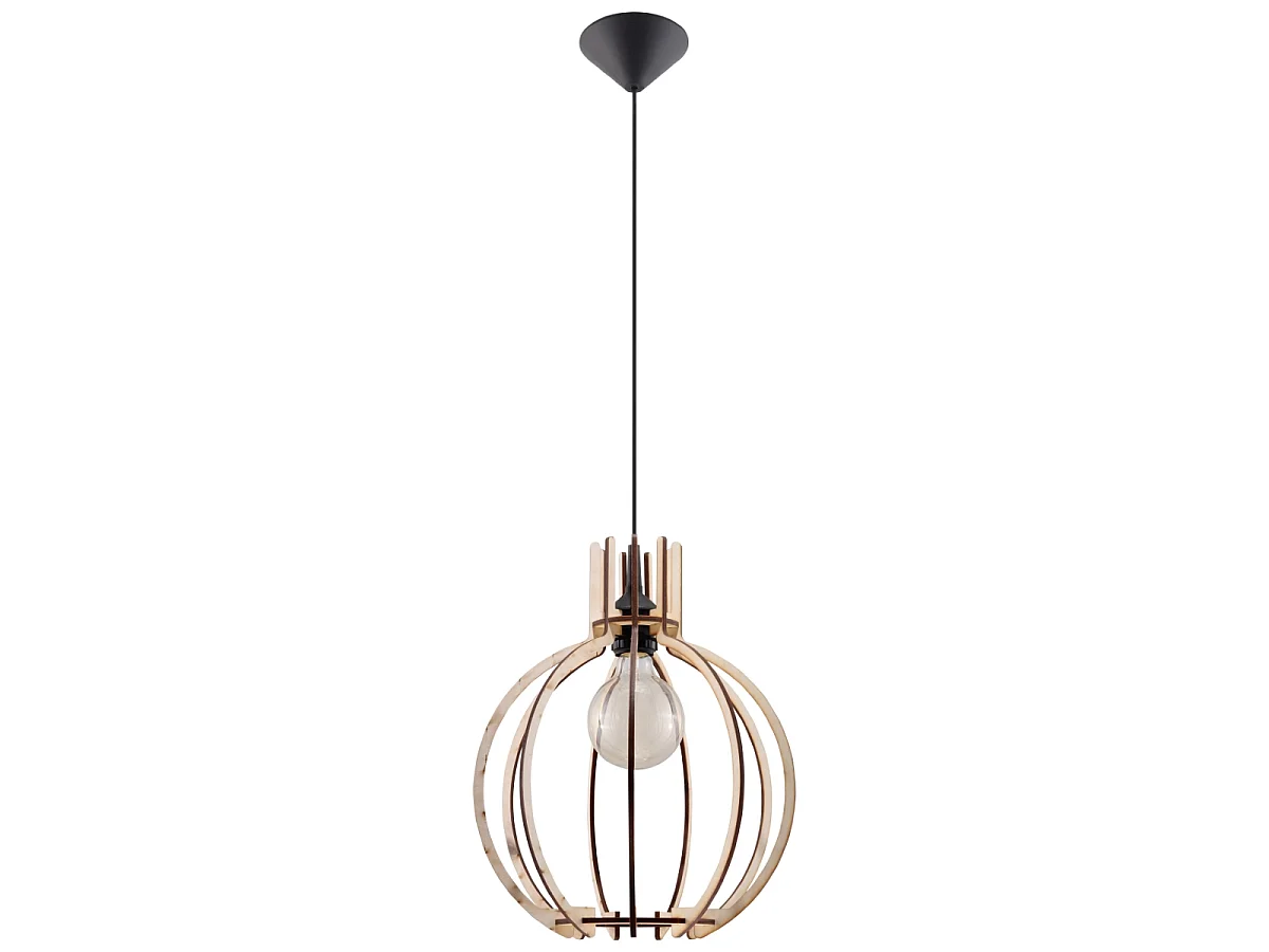 Lampes suspendues Citranova scandinave en bois - 1 sources lumineuses 4000K - L.28 x H.100 cm - bois naturel