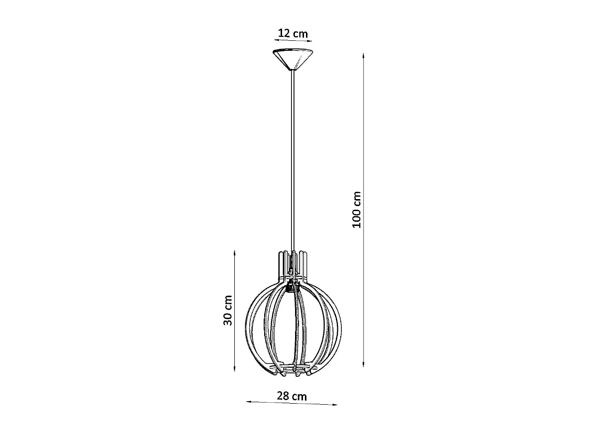 Lampes suspendues Citranova scandinave en bois - 1 sources lumineuses 4000K - L.28 x H.100 cm - bois naturel