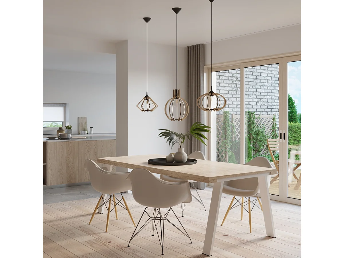 Lampes suspendues Citranova scandinave en bois - 1 sources lumineuses 4000K - L.28 x H.100 cm - bois naturel