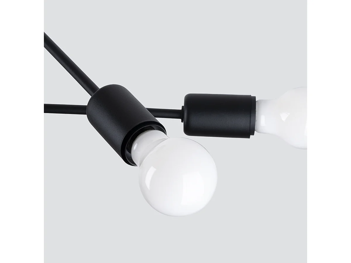 Lustres Torah moderne en acier - 4 sources lumineuses 3000K - L.60 x H.27 cm - noir