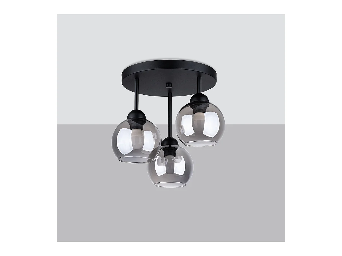 Lustres Zelaro moderno, aço - 3 fontes de luz 4000K - L.35 x H.35 cm - preto