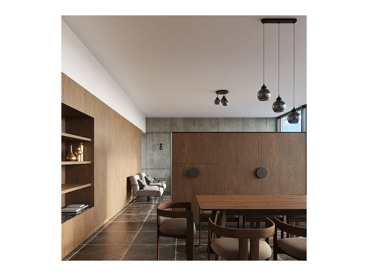 Lustres Zelaro moderno, aço - 3 fontes de luz 4000K - L.35 x H.35 cm - preto