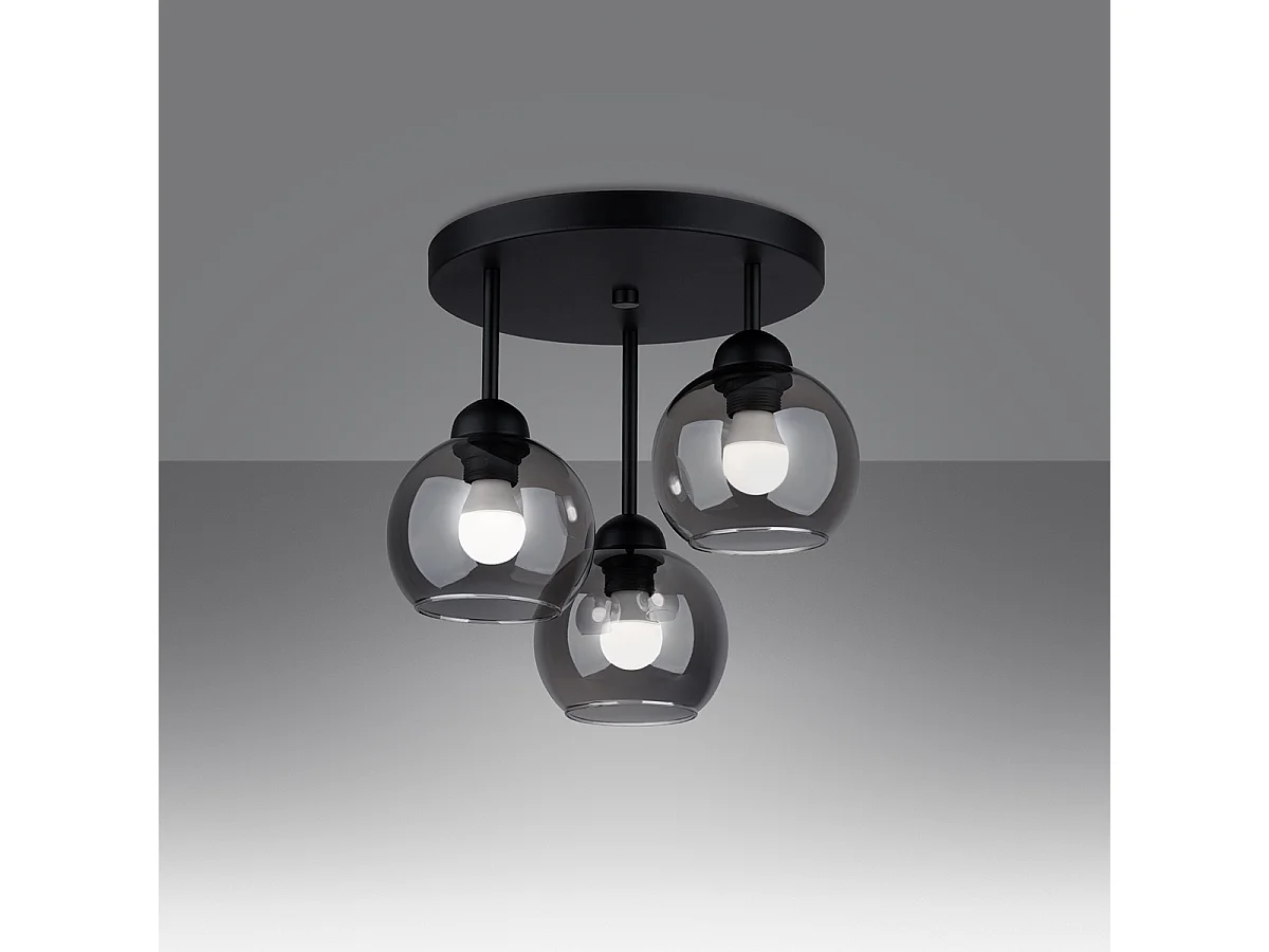 Lustres Zelaro moderne en acier - 3 sources lumineuses 4000K - L.35 x H.35 cm - noir