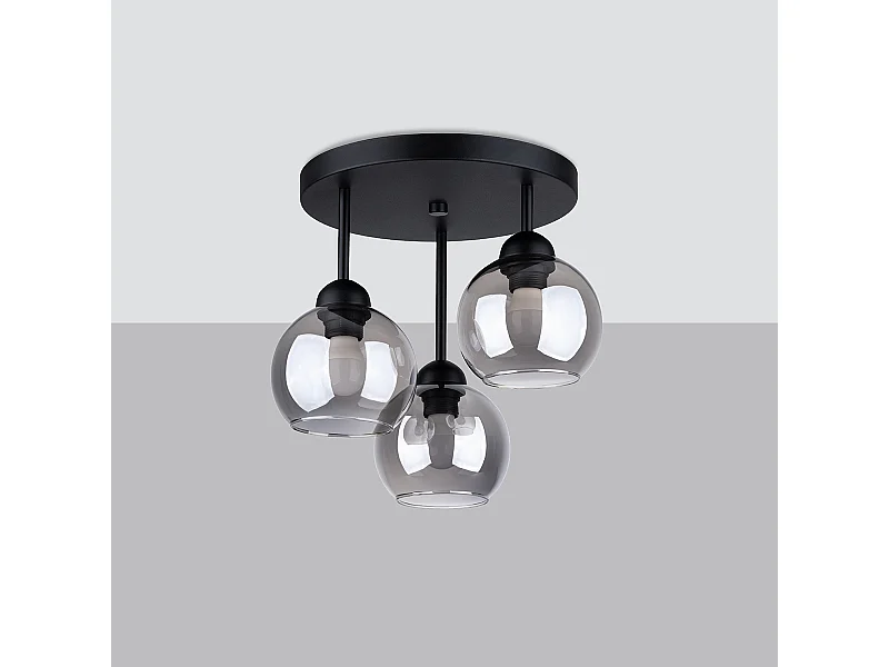 Lustres Zelaro moderno, aço - 3 fontes de luz 4000K - L.35 x H.35 cm - preto