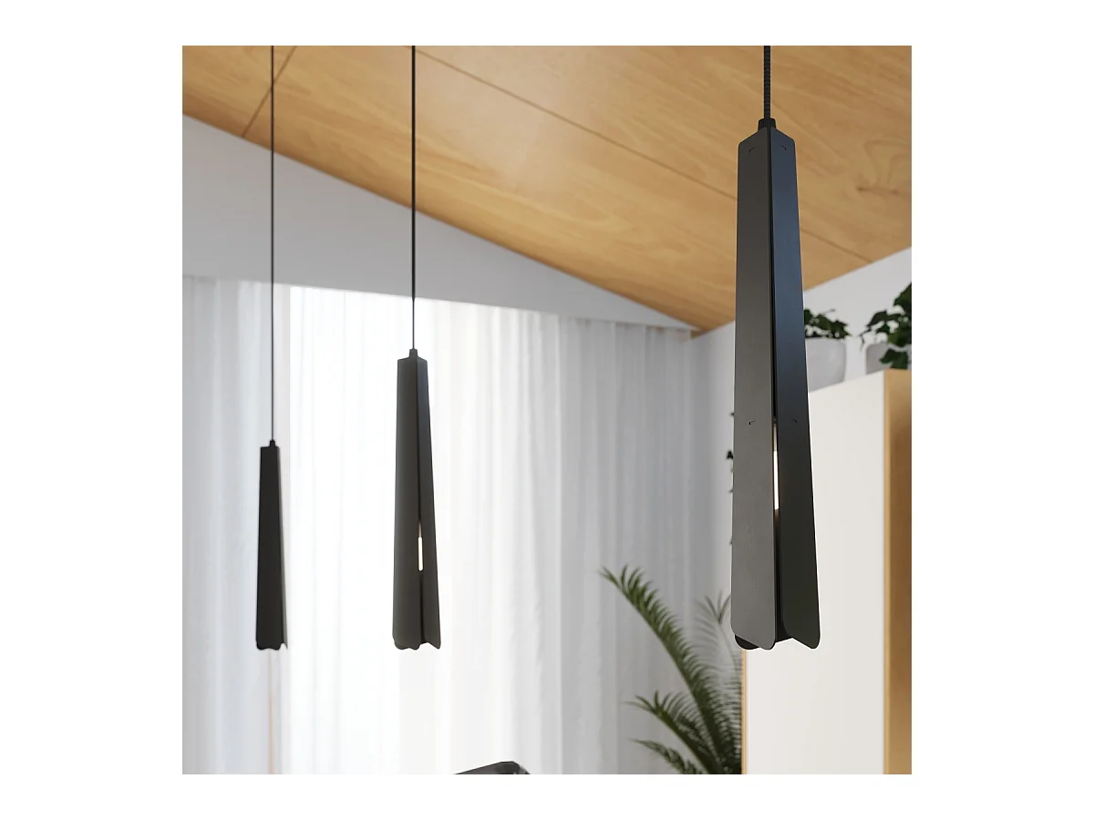 Lampes suspendues Astel scandinave en acier - 1 sources lumineuses 4000K - L.8 x H.120 cm - noir