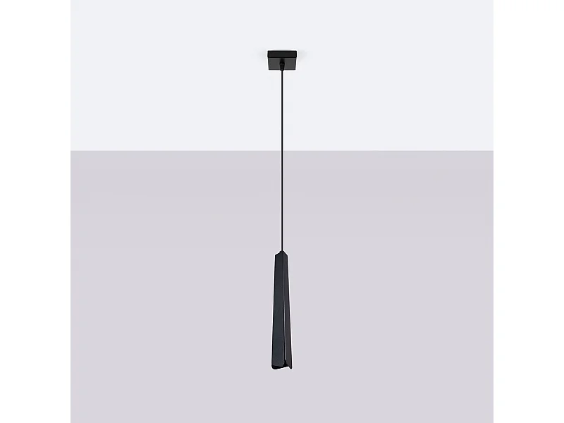 Hanglampen Astel Scandinavisch van  - 1 lichtbronnen 4000K - L.8 x H.120 cm - zwart