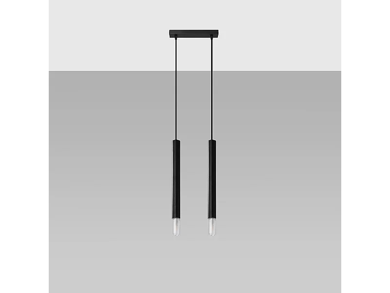 Lampes suspendues Eclim moderne en acier/verre - 2 sources lumineuses 4000K - L.30 x H.120 cm - noir