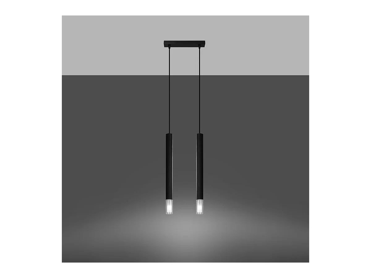 Lampes suspendues Eclim moderne en acier/verre - 2 sources lumineuses 4000K - L.30 x H.120 cm - noir
